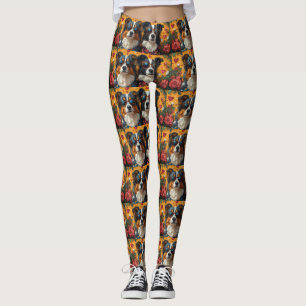 Australian Shepherd Hjärtrosar Alla hjärtans dag Leggings