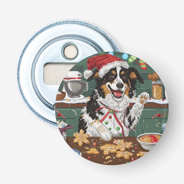 Australian Shepherd Holiday Baking Julbak Flasköppnare (Framsidan)