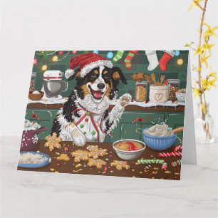 Australian Shepherd Holiday Bakning Jul Kort