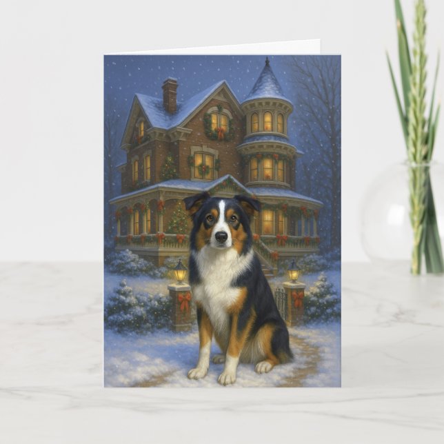 Australian Shepherd Holiday Card Helgkort (Framsida)