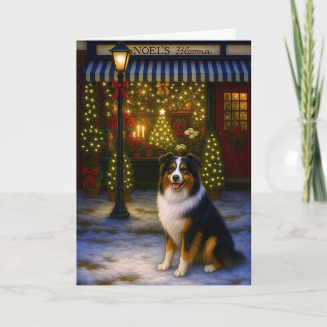 Australian Shepherd Holiday Card Helgkort (Framsida)