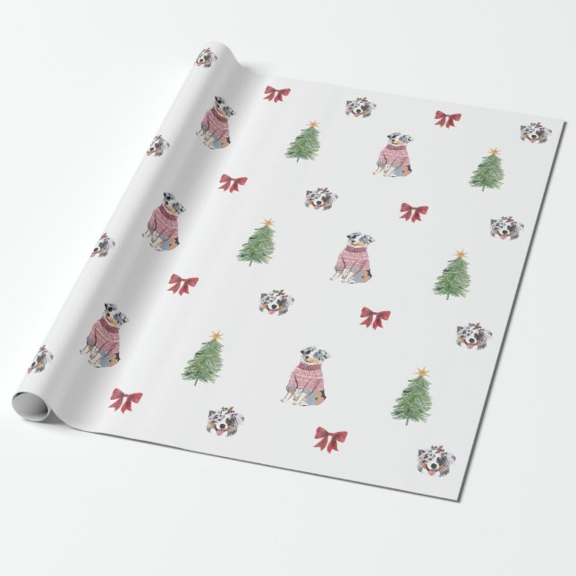 Australian Shepherd Holiday Wrapping Paper Presentpapper (Utrullad)