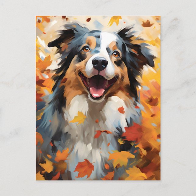 Australian Shepherd Höst Tacksgiving  Vykort (Framsida)