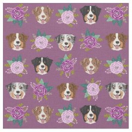 Australian shepherd hund ansikte lila blommigt tyg