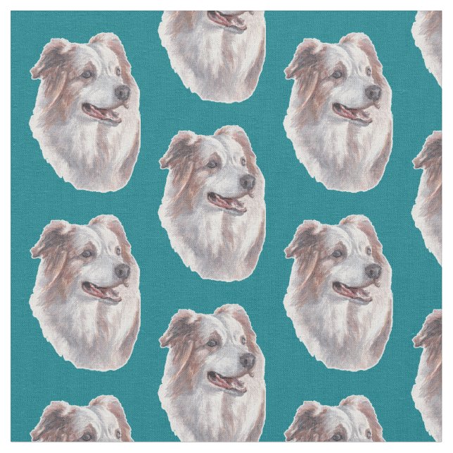 Australian shepherd Hund Art Fabric Tyg (Närbild)