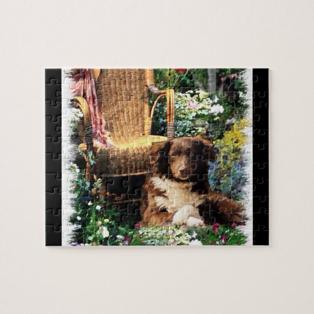 Australian shepherd Hund Art Pussel (Horisontell)