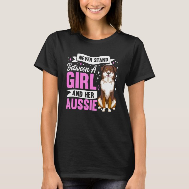 Australian Shepherd Hund Aussie Ägare  Flickor T Shirt (Framsida)
