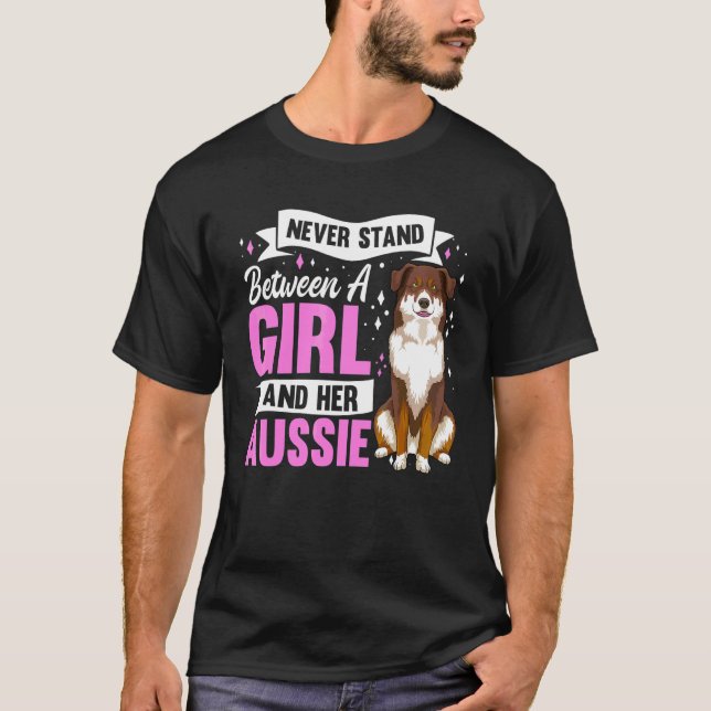 Australian Shepherd Hund Aussie Ägare  Flickor T Shirt (Framsida)