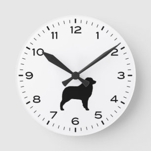 Australian shepherd Hund Aussie Silhouette Rund Klocka