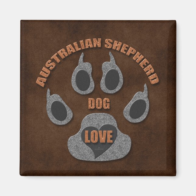 Australian shepherd Hund aveln Magnet (Framsidan)