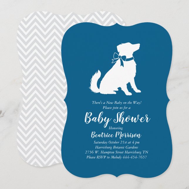 Australian shepherd Hund Baby Shower Blue Boy Inbjudningar (Fram/baksida)