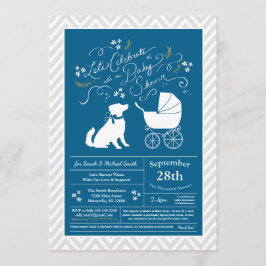 Australian shepherd Hund Baby Shower Blue Boy Inbjudningar