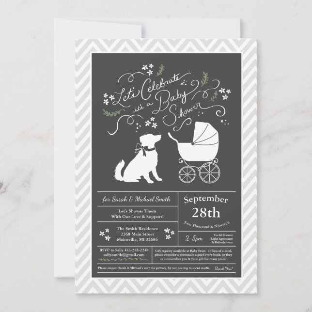 Australian shepherd Hund Baby Shower Gender Neutra Inbjudningar (Framsida)