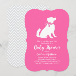 Australian shepherd Hund Baby Shower Rosa Girl Inbjudningar