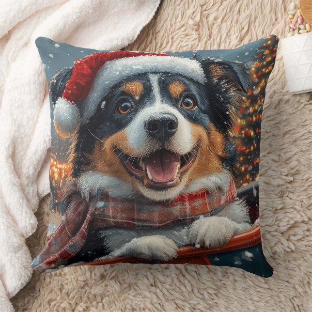 Australian Shepherd Hund Berg- och dalbana Jul Kudde (Filt)