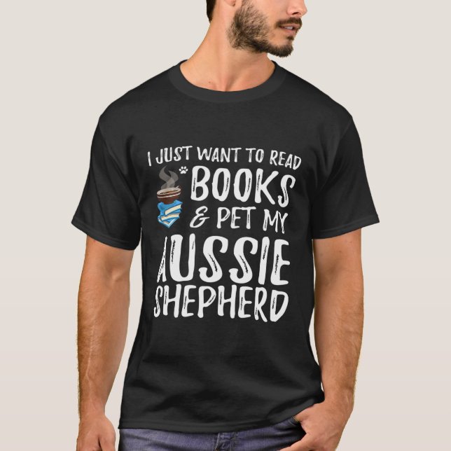 Australian shepherd Hund Bok vid Mamma T Shirt (Framsida)