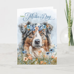 Australian shepherd Hund Botaniska Mors dag Helgkort