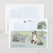 Australian shepherd Hund Butterfly Monogram Namn