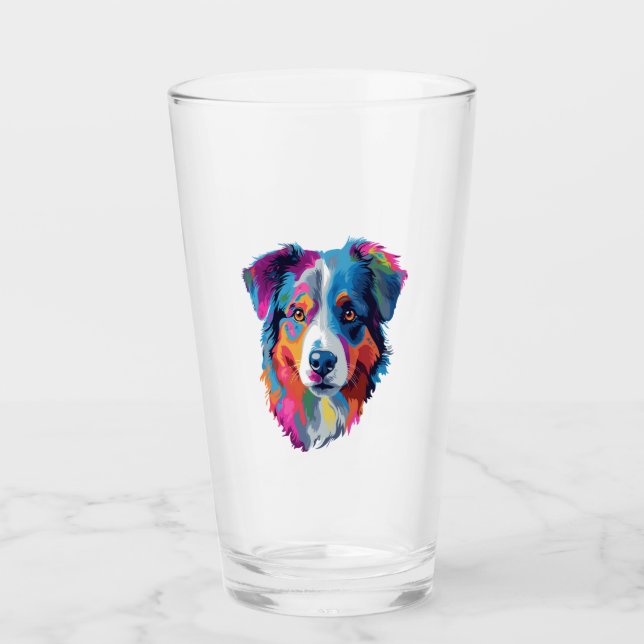 Australian shepherd Hund Colorful Glaskopp (Framsida)