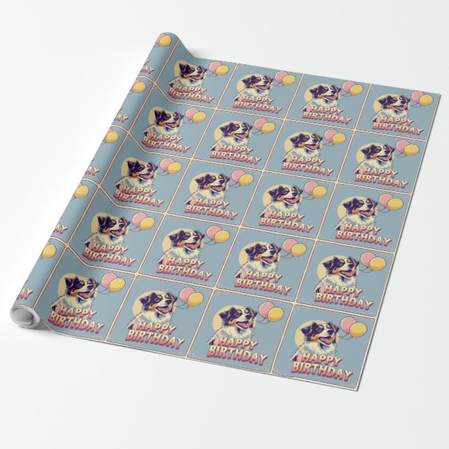 Australian shepherd Hund Colorful Presentpapper (Utrullad)