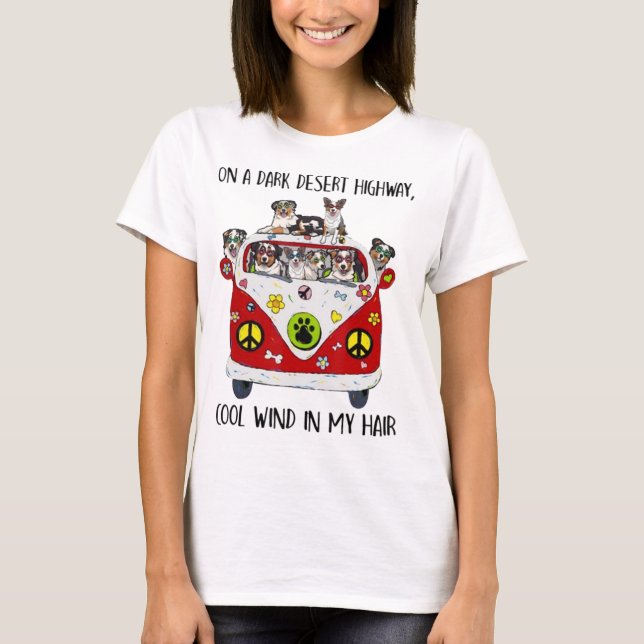 australian shepherd Hund Coola Vind i mitt Hair T- T Shirt (Framsida)