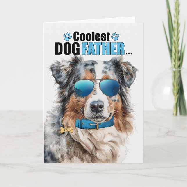 Australian shepherd Hund Coolest Pappa Fars dag Helgkort (Framsida)