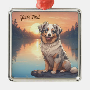 Australian shepherd Hund efter Sjö Julgransprydnad Metall