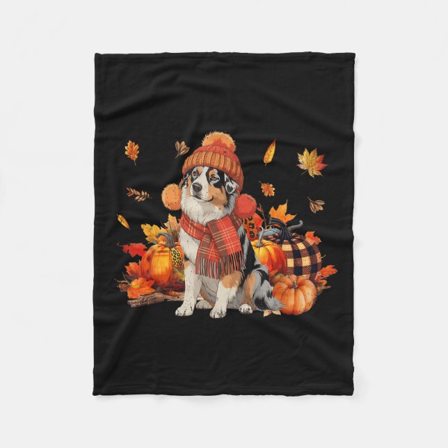 Australian shepherd Hund Fall Scarf Leopard Pumpki Fleecefilt (Framsidan)