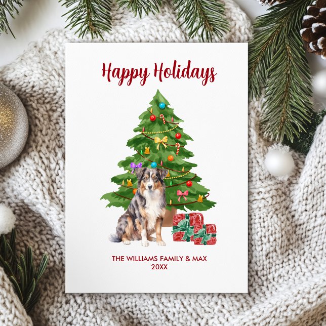 Australian shepherd Hund-familjens jul Julkort (Skapare uppladdad)