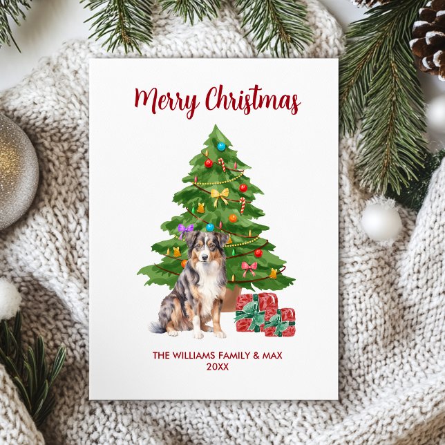 Australian shepherd Hund-familjens jul Julkort (Skapare uppladdad)