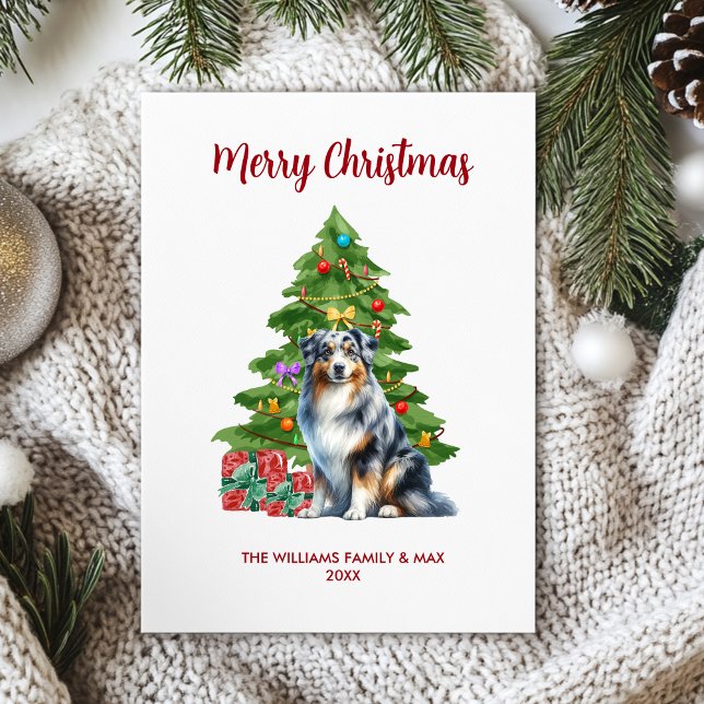 Australian shepherd Hund-familjens jul Julkort (Skapare uppladdad)