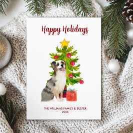 Australian shepherd Hund-familjens jul Julkort