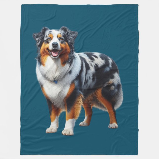 Australian shepherd Hund Fleecefilt (Framsidan)