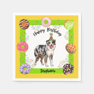Australian shepherd Hund Födelsedagsfest Napkin Pappersservett