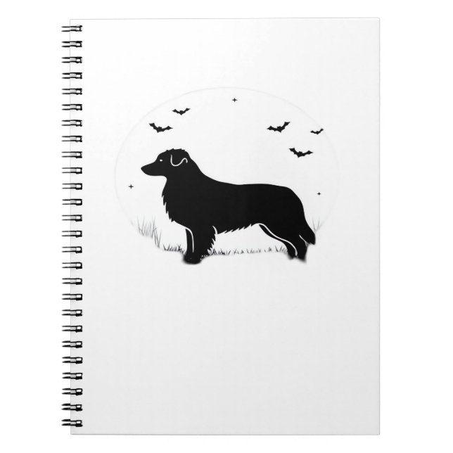 Australian shepherd Hund - Halloween Måne Silhouet Anteckningsbok (Framsidan)