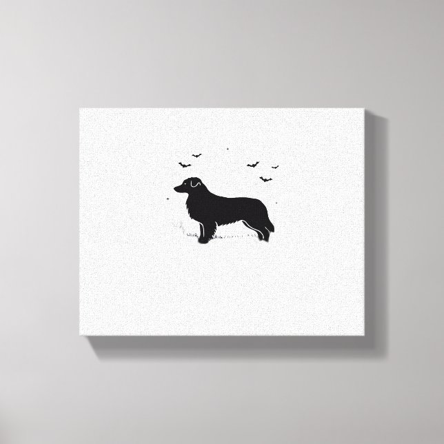 Australian shepherd Hund - Halloween Måne Silhouet Canvastryck (Framsida)
