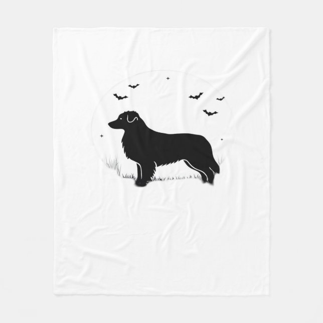 Australian shepherd Hund - Halloween Måne Silhouet Fleecefilt (Framsidan)