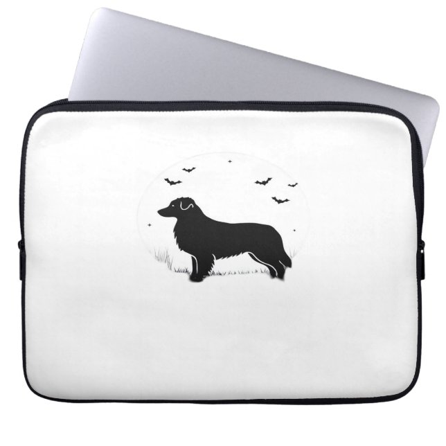 Australian shepherd Hund - Halloween Måne Silhouet Laptop Fodral (Framsidan)