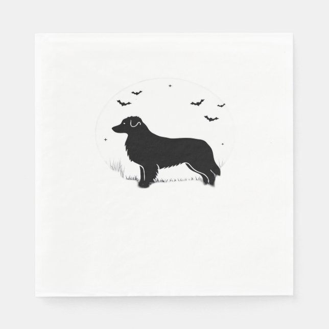 Australian shepherd Hund - Halloween Måne Silhouet Pappersservett (Framsidan)