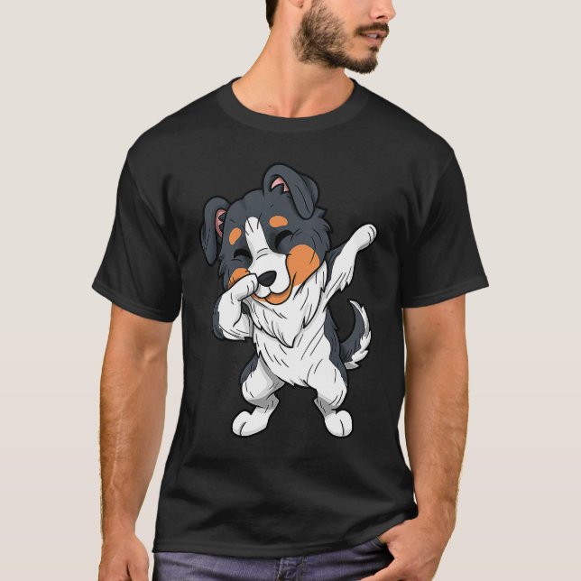 Australian shepherd Hund Hundar Dabbing Australian T Shirt (Framsida)