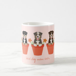 Australian shepherd Hund i blomkruka Kaffemugg