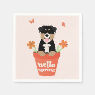 Australian shepherd Hund i blomkruka Pappersservett