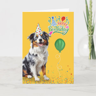 Australian shepherd Hund i en höstfödelsedag i Par Kort