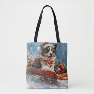 Australian Shepherd Hund i Slädj Jul Tygkasse