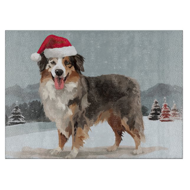 Australian Shepherd Hund i Snö Jul (Framsidan)