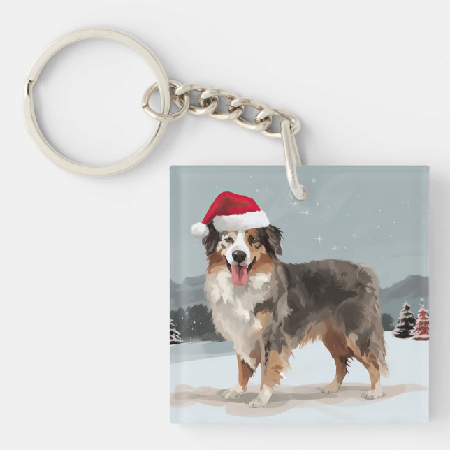 Australian Shepherd Hund i Snö Jul  (Framsidan)