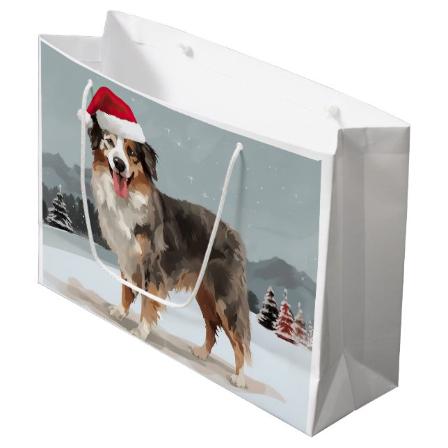 Australian Shepherd Hund i Snö Jul (Framsidan Vinklad)