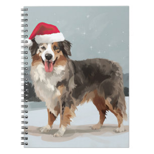 Australian Shepherd Hund i Snö Jul Anteckningsbok