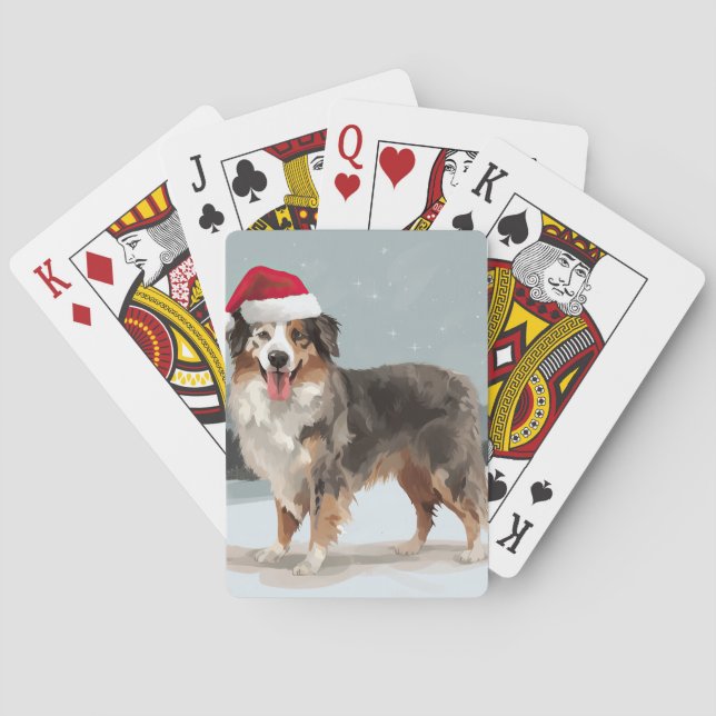 Australian Shepherd Hund i Snö Jul  Casinokort (Baksidan)