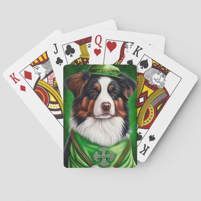 Australian shepherd hund i St. Patrick Dress Casinokort (Baksidan)